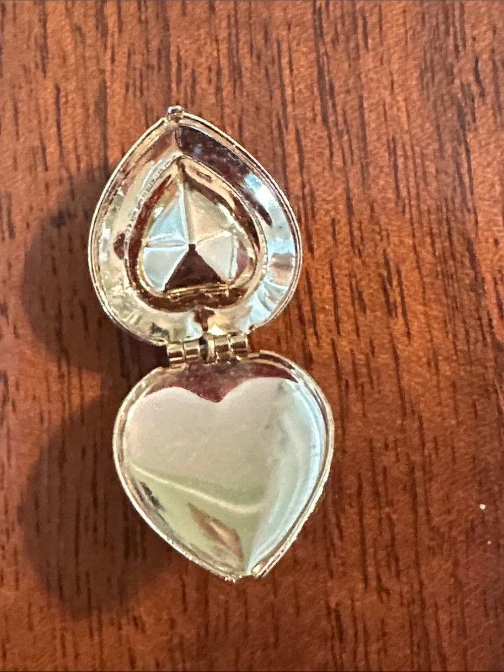 Vtg Gold Tone with Aquamarine Stone Jewelry Set -Ring, Bracelet & Heart Pendant